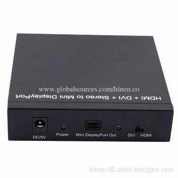 HDMI DVI Stereo to Mini DisplayPort Converter, Supports HDMI Resolution of Max. up to 1,920 x 1,080p